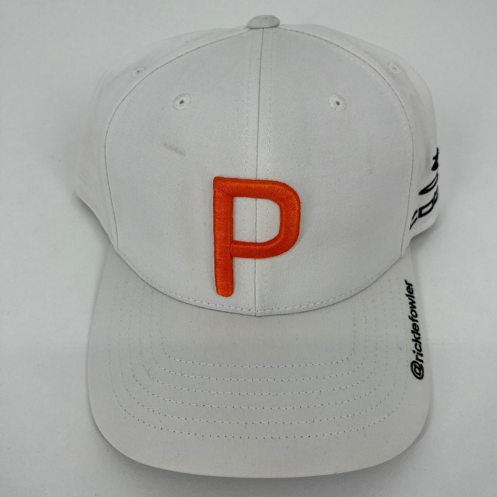 Puma Rickie Fowler Cobra Golf P Snapback Hat White Orange Men's Cap